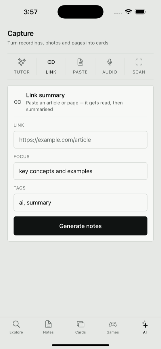 Capture — record, photograph, or paste